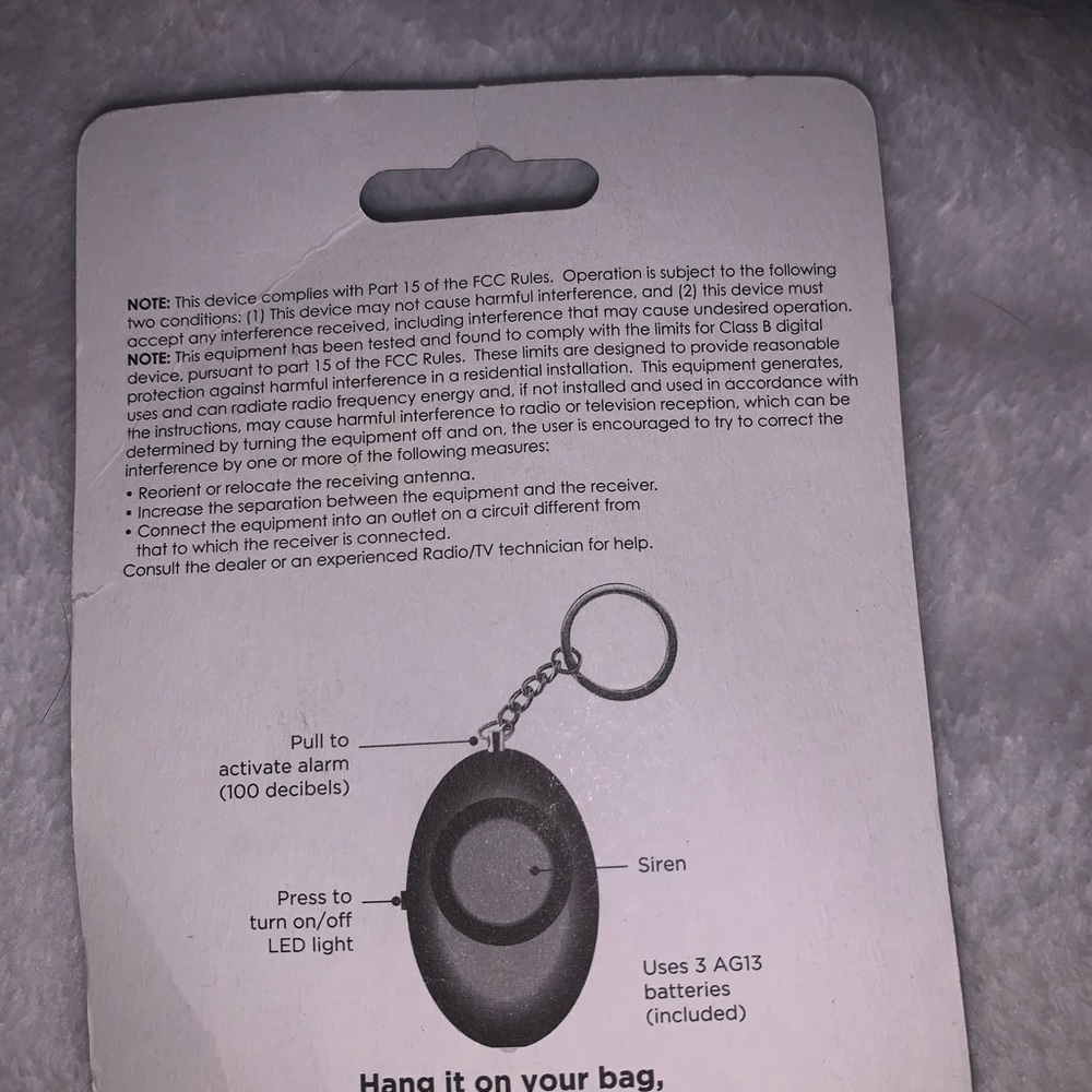 Room Essentials Silver Personal Keyring Alarm - Picture 2 of 2